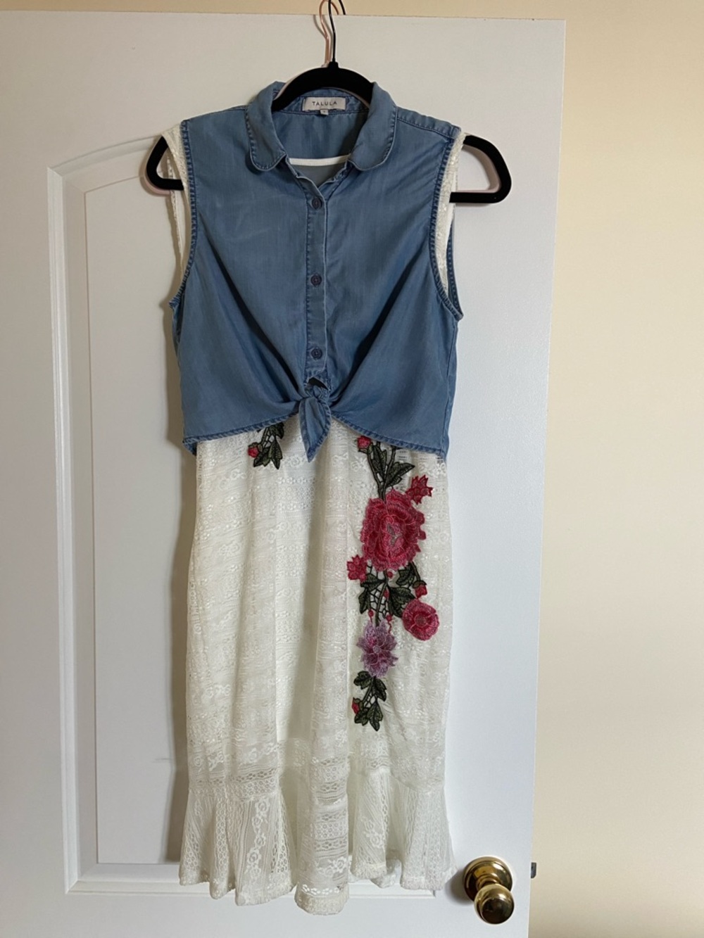 Talula Light Blue Denim Tie Front Shirt size S